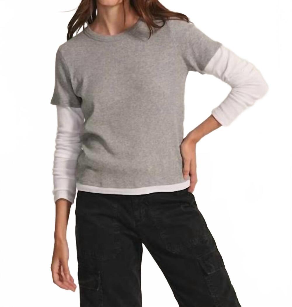 NEW VELVET BY GRAHAM & SPENCER bronson top in heather grey white